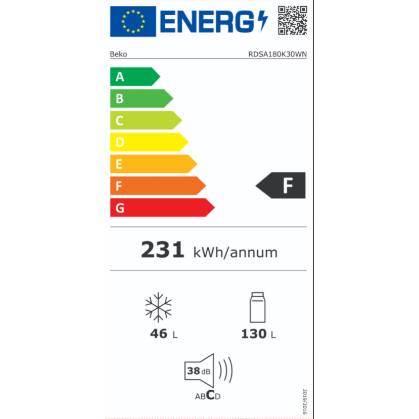 Šaldytuvas BEKO RDSA180K30WN