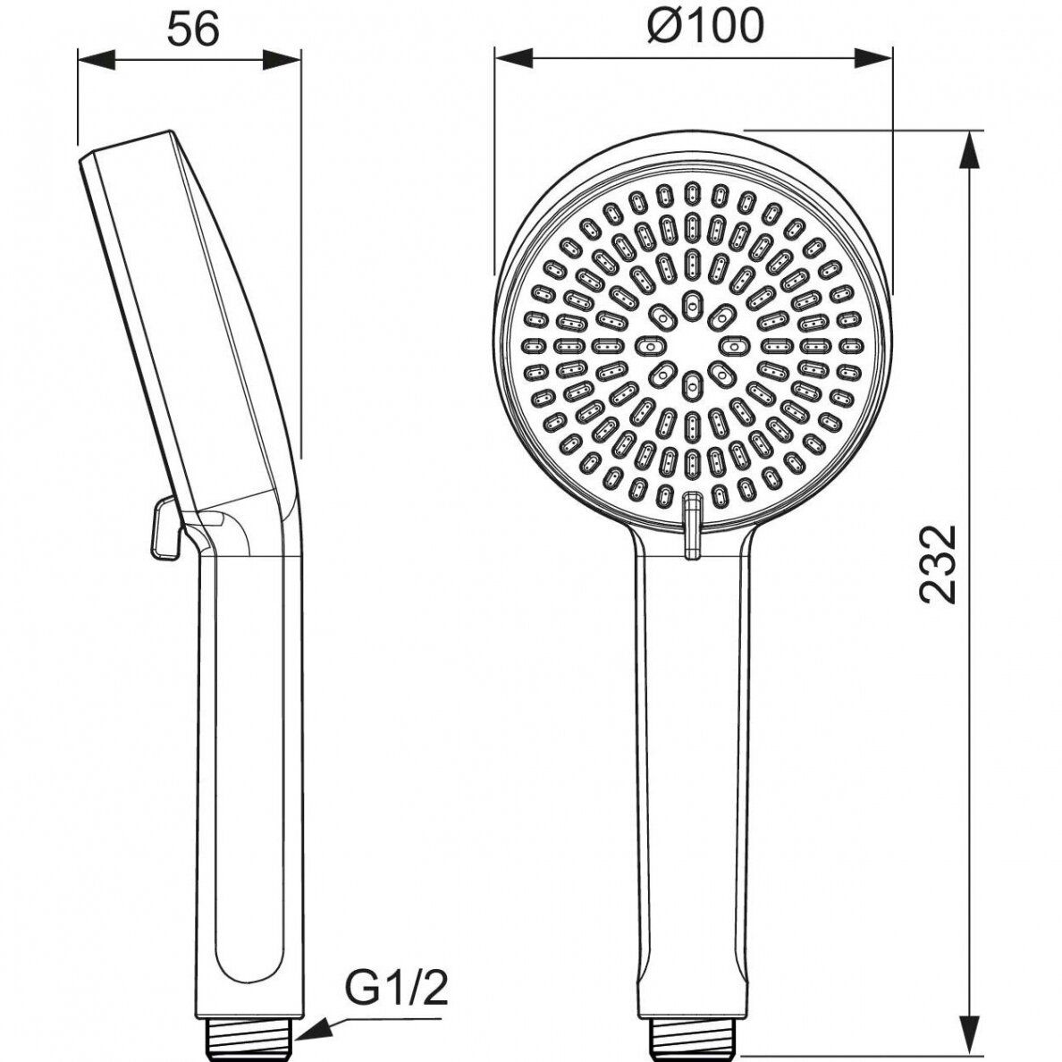 Rankinio dušo galvutė Ideal Standard Idealrain Alu+, 2 funkcijos, juoda matinė BD580XG