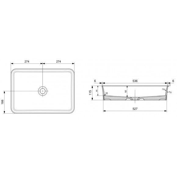 Praustuvas Bocchi Sottile Slim Line 55 cm pilkas matinis