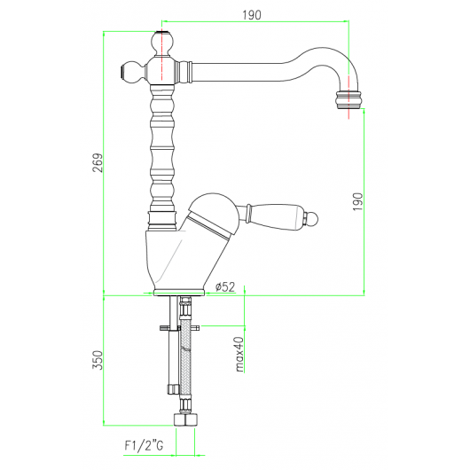 Maišytuvas plautuvei Fiore Imperial Black sendinta bronza Maišytuvas plautuvei Fiore Imperial Black sendinta bronza