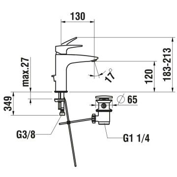 Maišytuvas praustuvui Laufen Laurin chromas HF500703100000