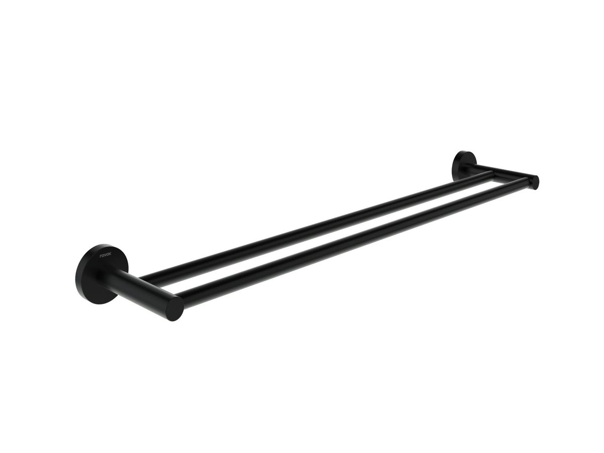 Dvigubas rankšluosčių laikiklis 60 cm Ravak KN 320.20BLM, juodas matinis, X07P1304 Dvigubas rankšluosčių laikiklis 60 cm Ravak KN 320.20BLM, juodas matinis, X07P1304
