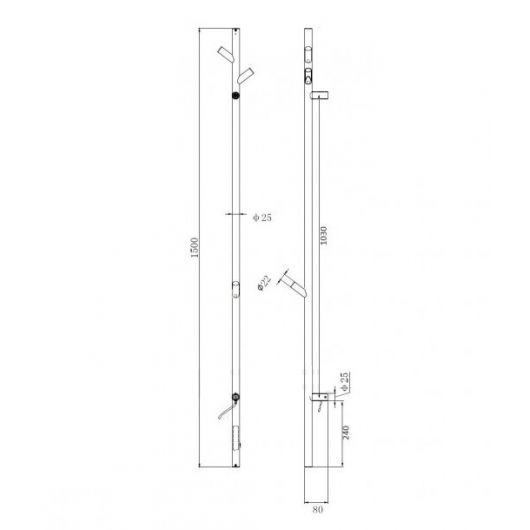Elektrinis rankšluosčių džiovintuvas WOBBEE Burton 150 cm, chromas