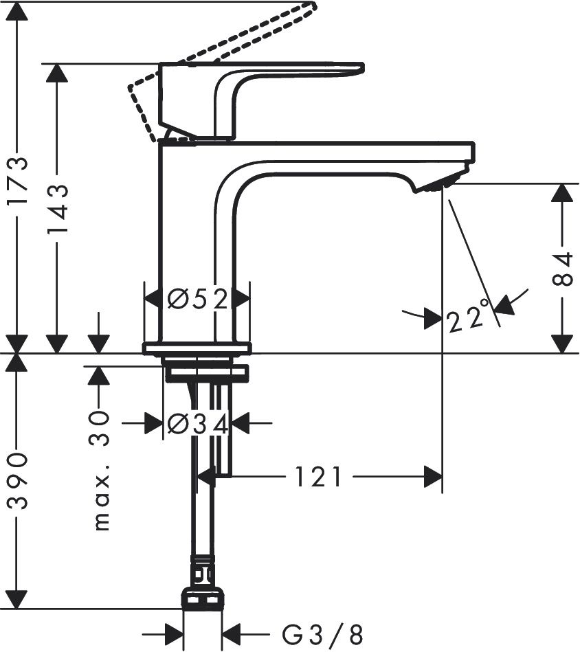 Šalto vandens praustuvo čiaupas HANSGROHE Rebris S 80, matinis juodas, 72503670