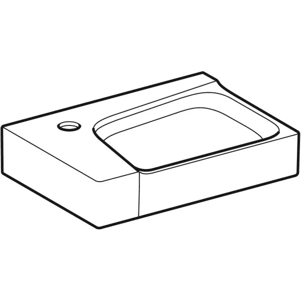 Geberit Xeno² praustuvas mažoms patalpoms: 40x12.5x28cm, balta / KeraTect, Maišytuvo skylė kairėje, 500528011