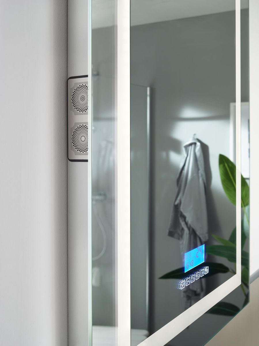 Vonios veidrodis Sissi XL, 80 x 60 x 5,6 cm, LED apšvietimas, Bluetooth, matinis chromas