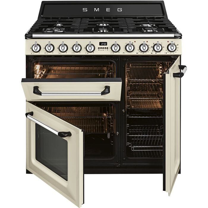 SMEG dujinė viryklė su 3 elektrinėmis orkaitėmis TR93P