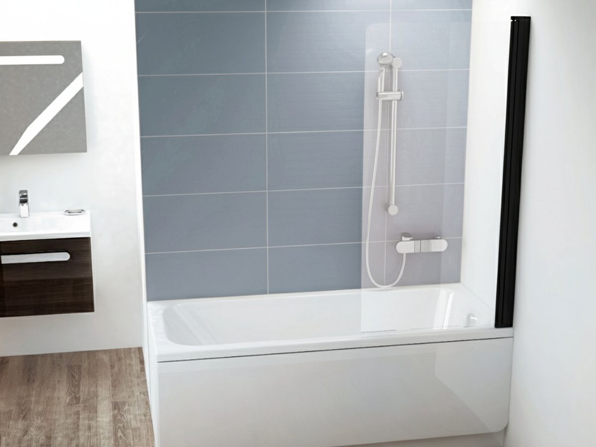 Vonios sienelė Ravak CVS1 80 D, juoda+stiklas Transparent, 7QR40300Z1