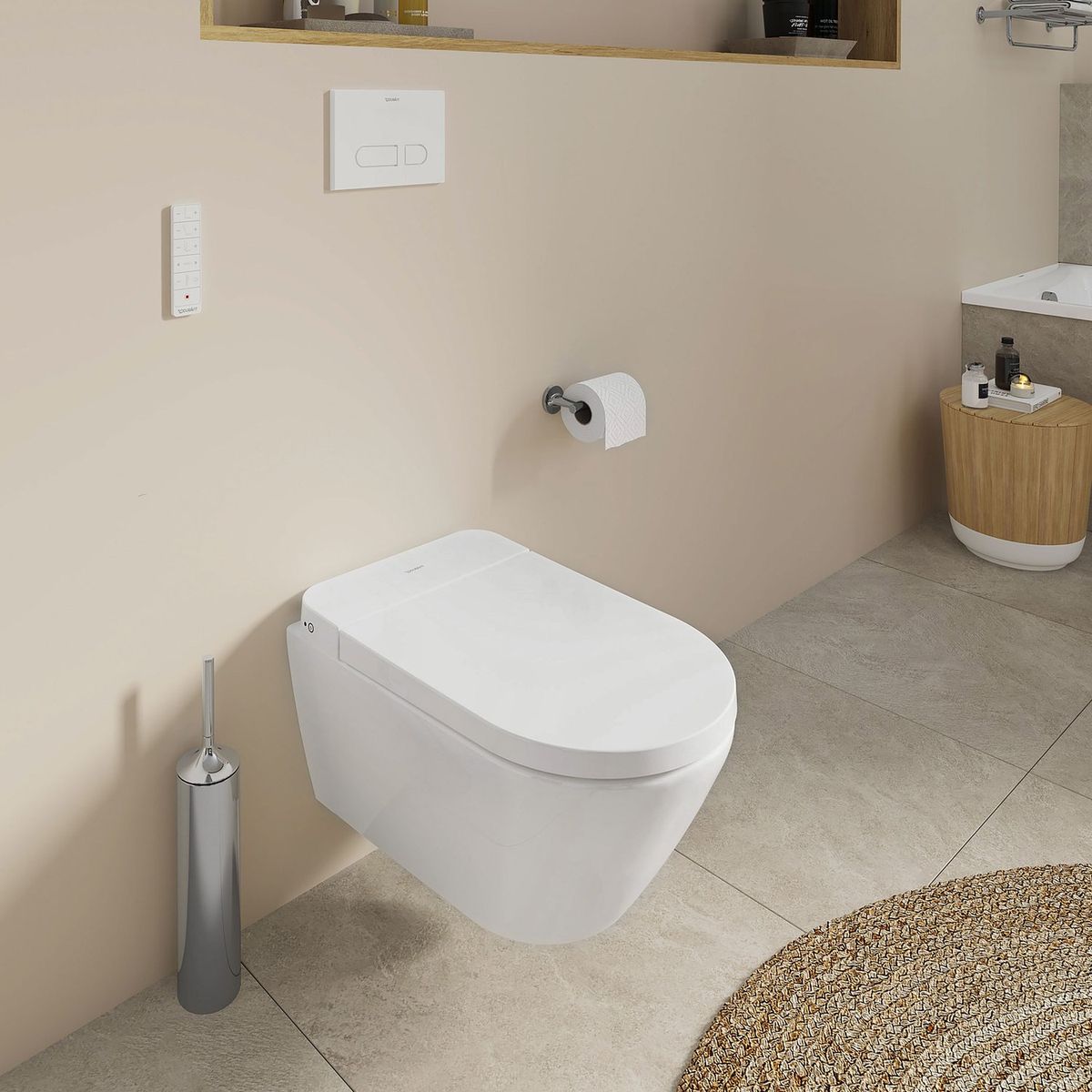 Pakabinamas klozetas Duravit SensoWash D-Neo Compact Rimless su SoftClose dangčiu, baltas 654000012004300