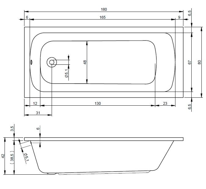 Vonia RIHO Dola 180x80 cm