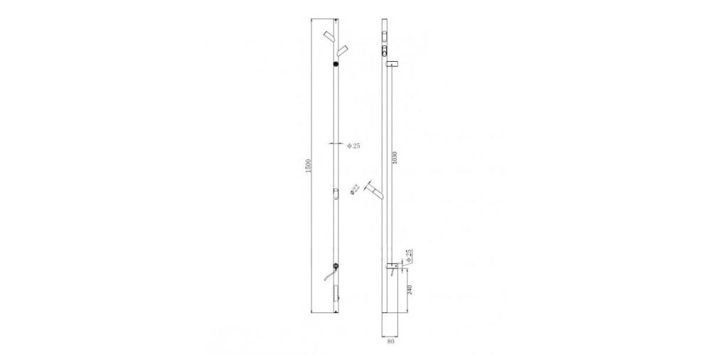 El. rankšluosčių džiovintuvas WOBBEE Burton 150 cm, nikelio sp, W-BURT-150BNI