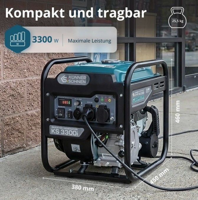 Benzininis inverterinis generatorius Könner amp Söhnen KS 3300i, 3kW 230V Benzininis inverterinis generatorius Könner amp Söhnen KS 3300i, 3kW 230V