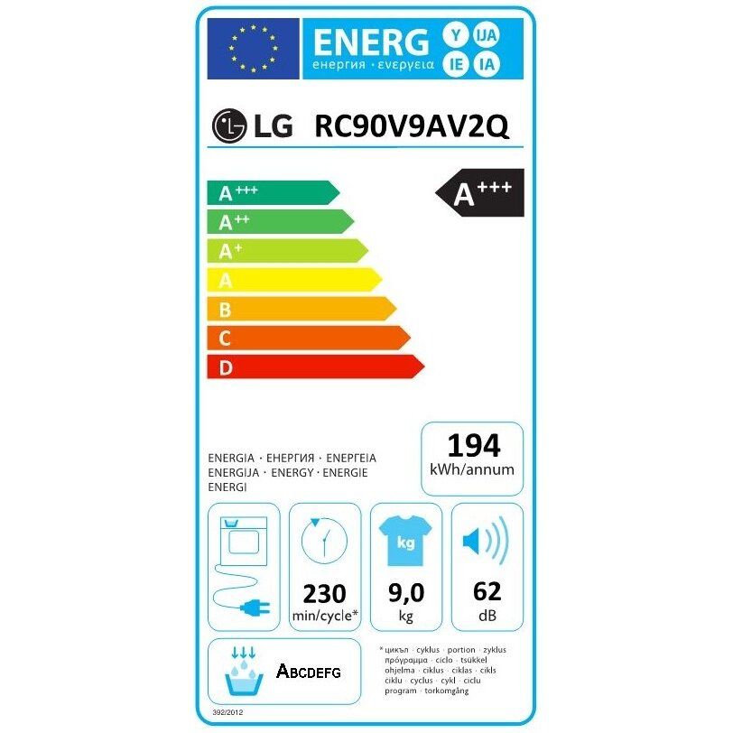 Džiovyklė LG RC90V9AV2Q