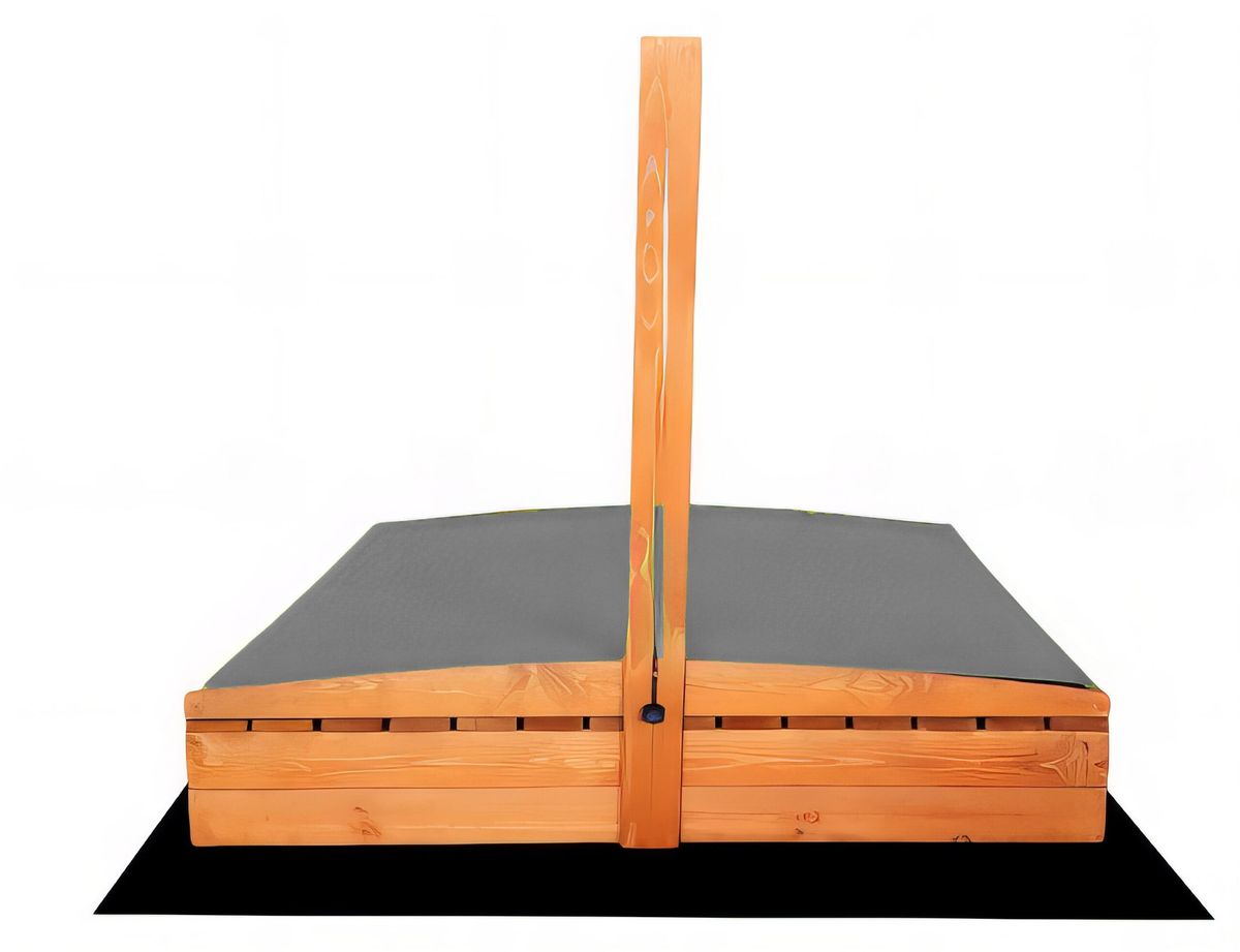 Impregnuota smėlio dėžė HATIS, 140x140 cm, su pilku stogeliu ir 300 kg smėlio