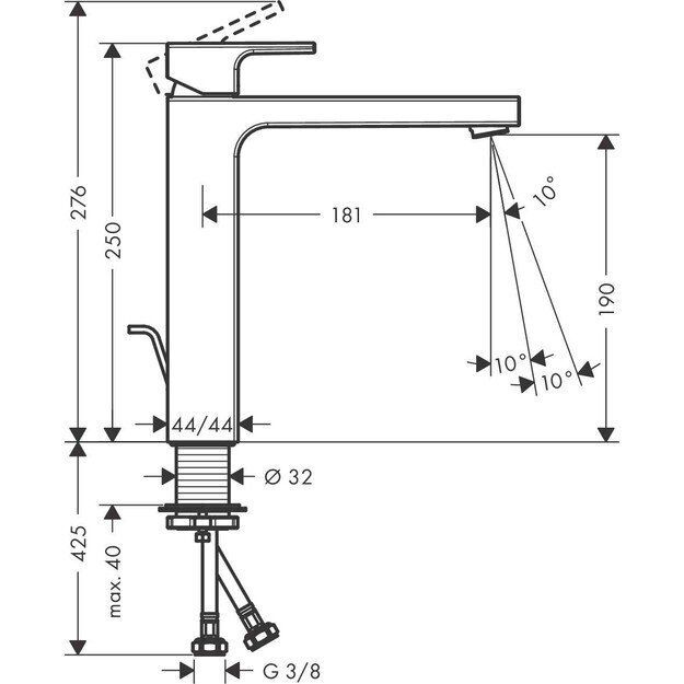 Maišytuvas praustuvui Hansgrohe Vernis Shape 190, juoda matinė, 71562670