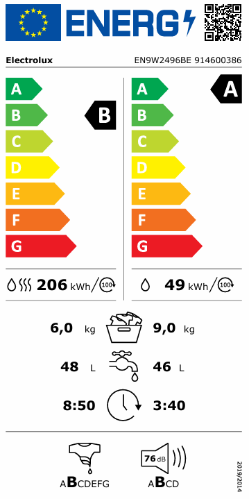 Skalbyklė-Džiovyklė ELECTROLUX EN9W2496BE