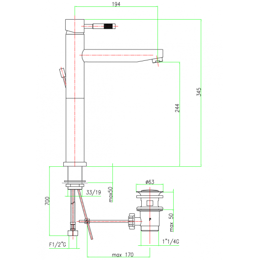 Maišytuvas praustuvui XENON aukštas, su dugno vožtuvu, chromas 44CR5273 Maišytuvas praustuvui XENON aukštas, su dugno vožtuvu, chromas 44CR5273