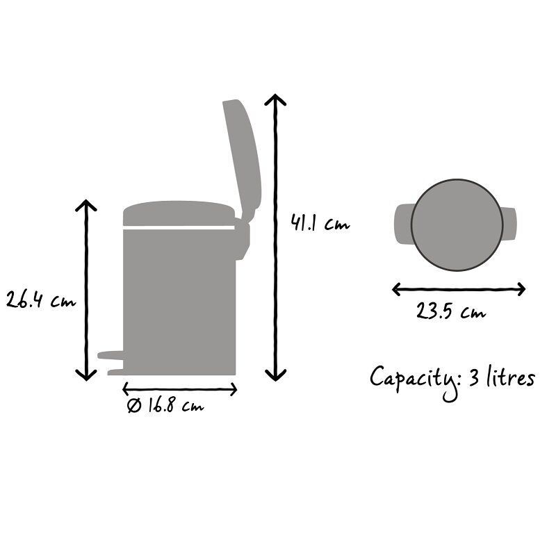 Šiukšlių dėžė Brabantia NewIcon 3L, Matt Steel Fingerprint Proof, 112164