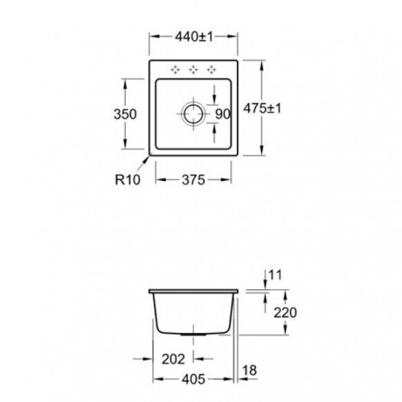 Keramikinė plautuvė Villeroy & Boch Subway 45 XS Flat Balta blizgi, 67812FR1