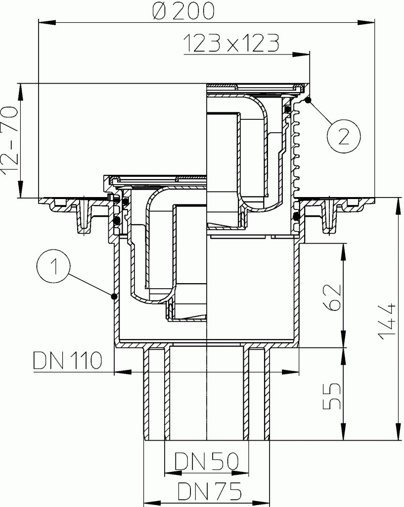 Trapas su vertikaliu išleidimu HL310N