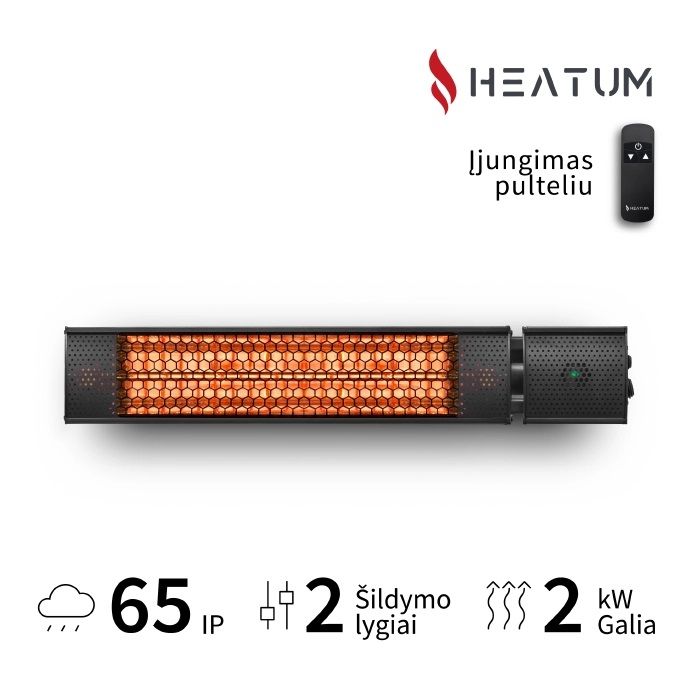 Infraraudonųjų spindulių šildytuvas Heatum URBAN H2000R Black