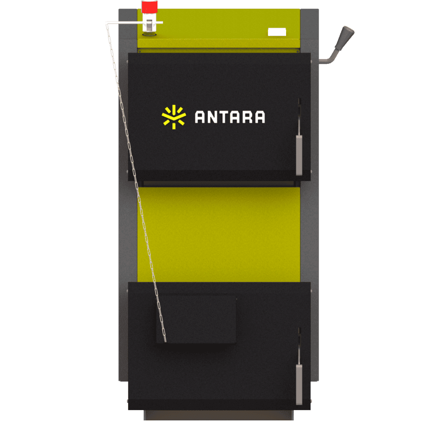 Kieto kuro katilas Antara K-10 MT K, 10 kW, durelių vyriai kairėje