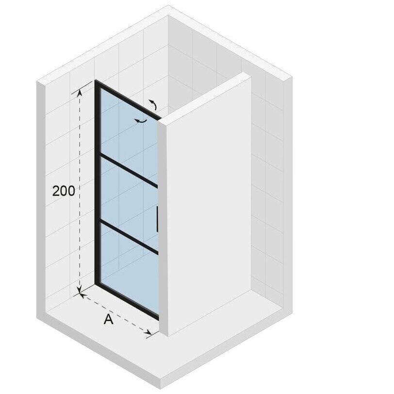 Dušo sienelė Riho Grid GB101 90 cm, juodas profilis, skaidrus stiklas G004002121