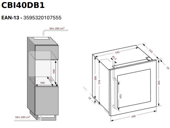 Vyno šaldytuvas CLIMADIFF CBI40DB1 Vyno šaldytuvas CLIMADIFF CBI40DB1