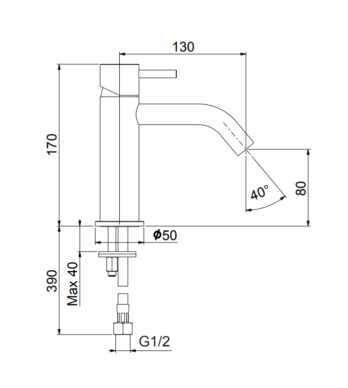 Maišytuvas praustuvui Fiore XENON Steel, nerūdijantis plienas AISI 316L, 440AI7120