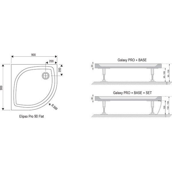 Dušo padėklas Ravak ELIPSO PRO-80 Flat baltas XA234411010