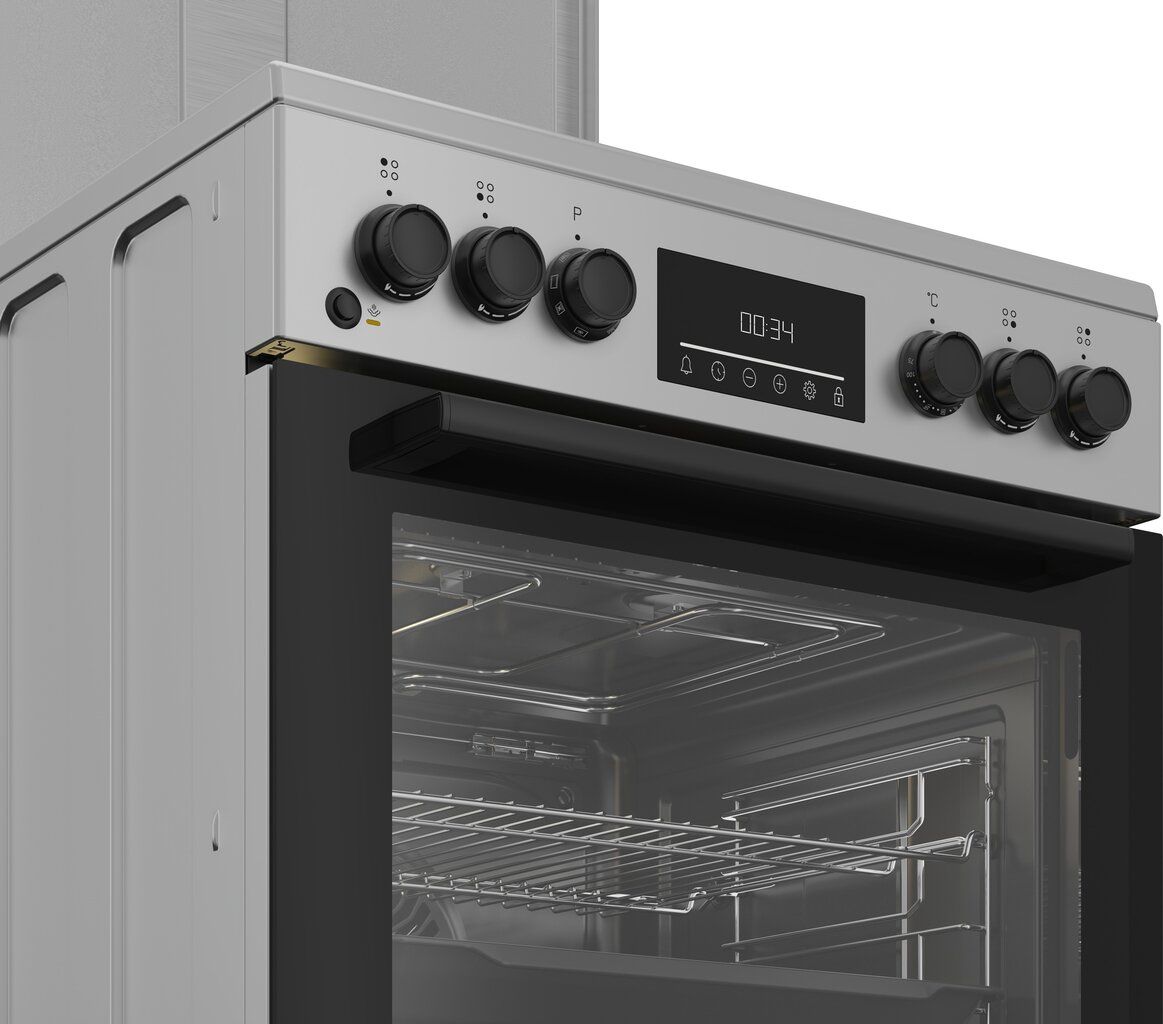 Dujinė 60 cm pločio viryklė BEKO FBM62320SDS su elektrine orkaite, pilkos sp.