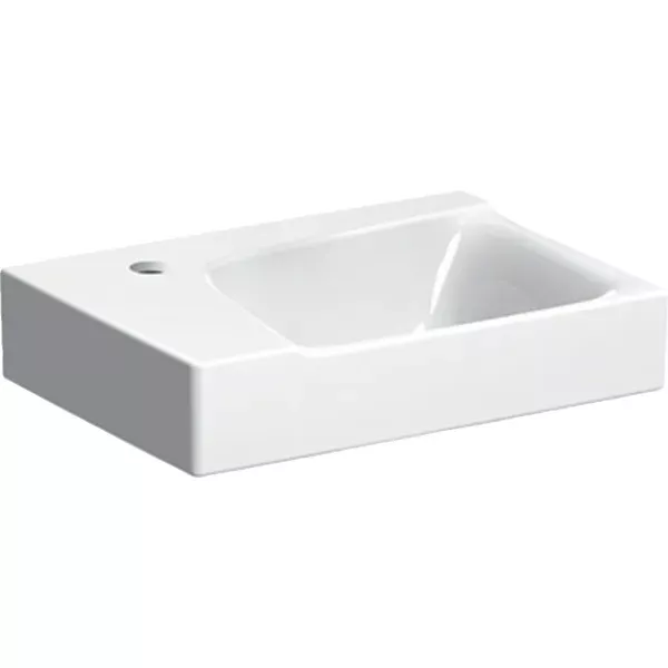 Geberit Xeno² praustuvas mažoms patalpoms: 40x12.5x28cm, balta / KeraTect, Maišytuvo skylė kairėje, 500528011