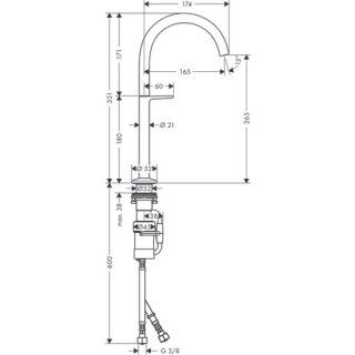 Maišytuvas plautuvei Select 260 Axor One, matinis juodas, 48030670