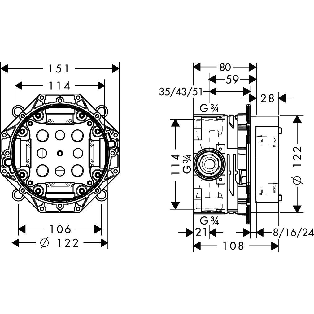 Universali potinkinė dėžutė Hansgrohe Ibox, 01800180