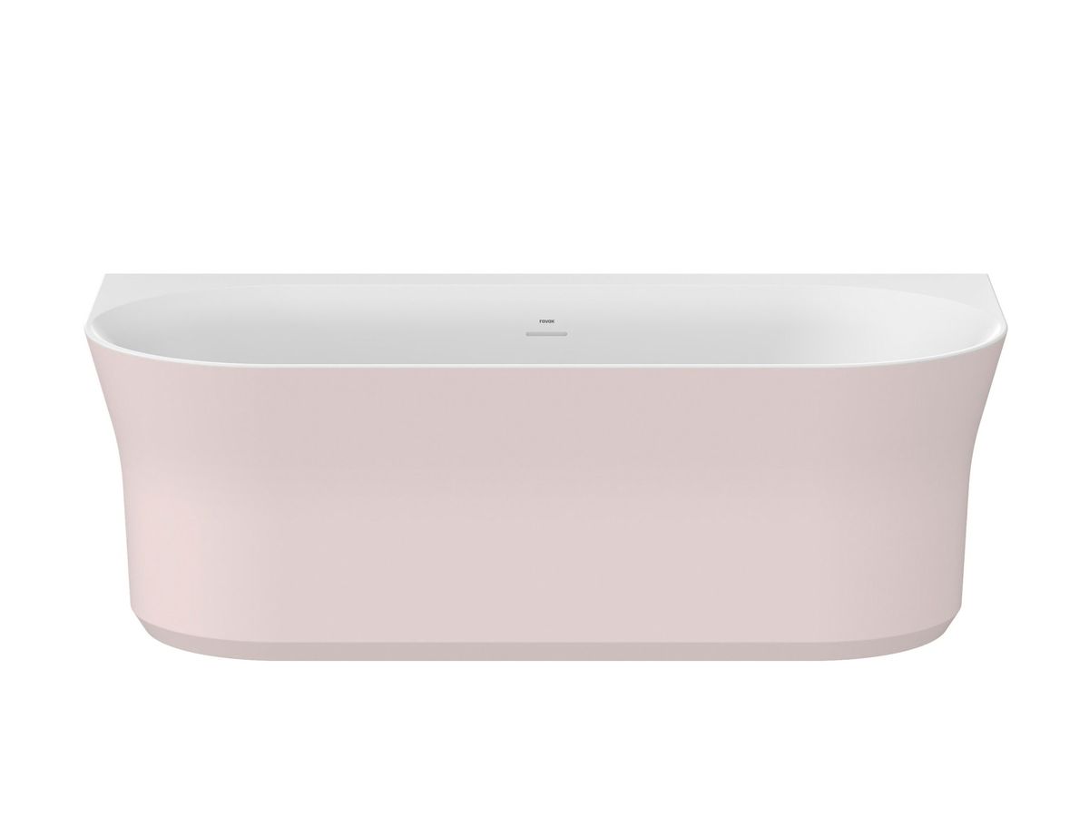 Ravak Vonia Ypsilon Wall 178x86, laisvai pastatoma, Alabaster Pink/balta, persipylimo ir sifono dangtelis baltos spalvos XC00100084