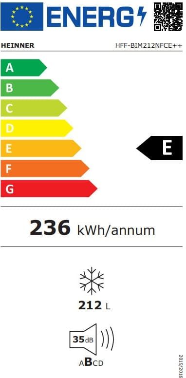 Įmontuojamas Šaldiklis HFF-BIM212NFCE++ HEINNER Įmontuojamas Šaldiklis HFF-BIM212NFCE++ HEINNER