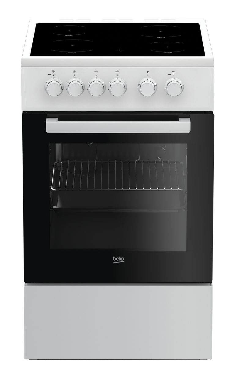 Elektrinė 50 cm pločio stiklokeramikos viryklė BEKO FSS57000GW su elektrine orkaite, balta
