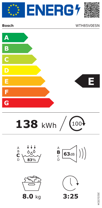 Džiovyklė BOSCH WTH85V0ESN Džiovyklė BOSCH WTH85V0ESN