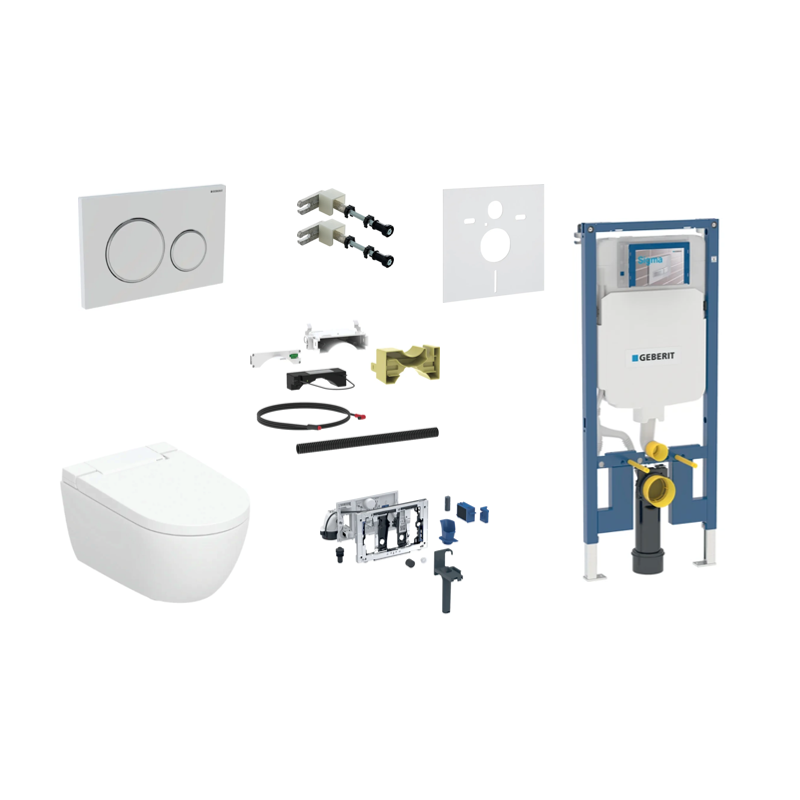 Geberit AquaClean Alba Premium Plus komplektas su Duofix Sigma 8 cm WC potinkine montavimo sistema, baltas klavišas