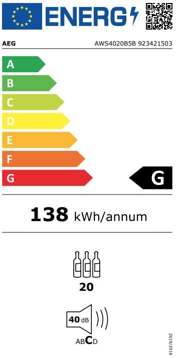Įmontuojamas vyno šaldytuvas AEG AWS4020B5B Įmontuojamas vyno šaldytuvas AEG AWS4020B5B