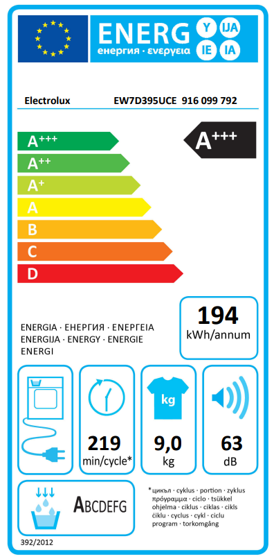 Džiovyklė ELECTROLUX EW7D395UCE Džiovyklė ELECTROLUX EW7D395UCE