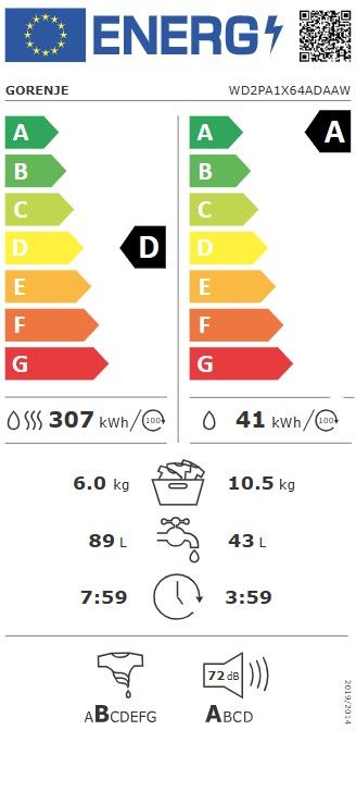 Skalbimo mašina su džiovinimo funkcija Gorenje G600, WD2PA1X64ADAAW, 10,5 kg Skalbimo mašina su džiovinimo funkcija Gorenje G600, WD2PA1X64ADAAW, 10,5 kg