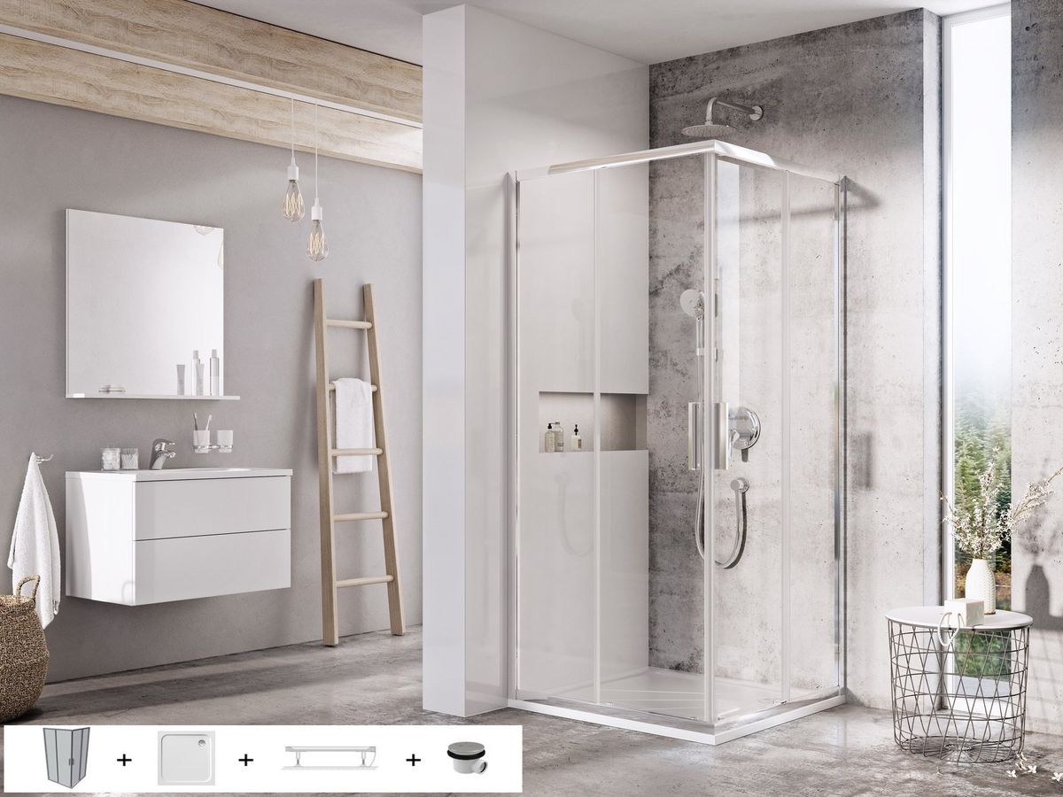 Dušo kabinos komplektas Ravak SET7 - BLSRV2 80x80, blizgi+stiklas Transparent Dušo kabinos komplektas Ravak SET7 - BLSRV2 80x80, blizgi+stiklas Transparent