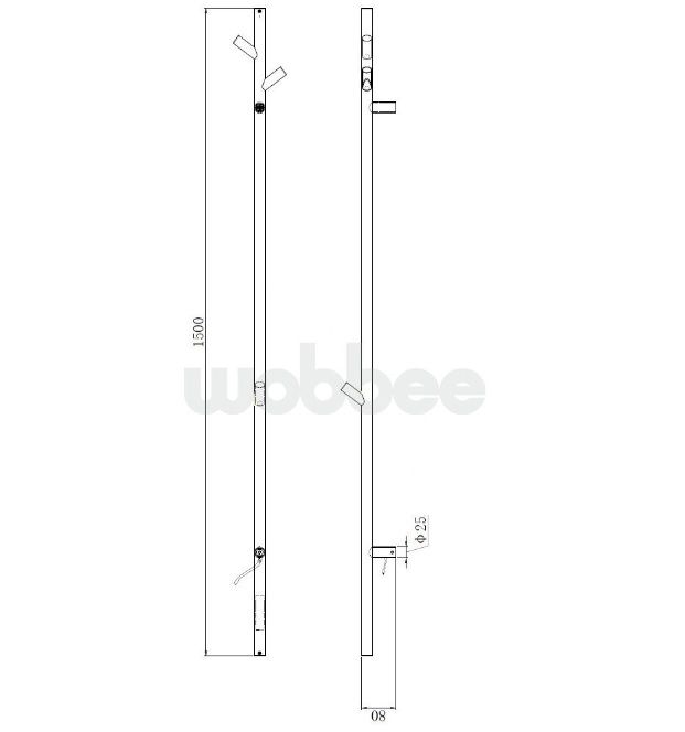 Elektrinis rankšluosčių džiovintuvas Wobbee Burton 8x150 cm, braižytas auksas