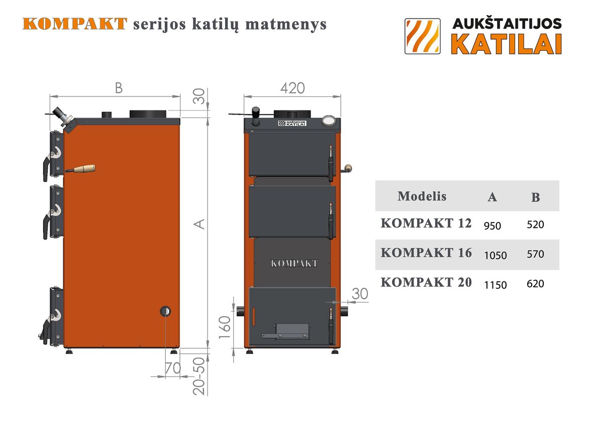 Kieto kuro katilas KOMPAKT 20, 20kW