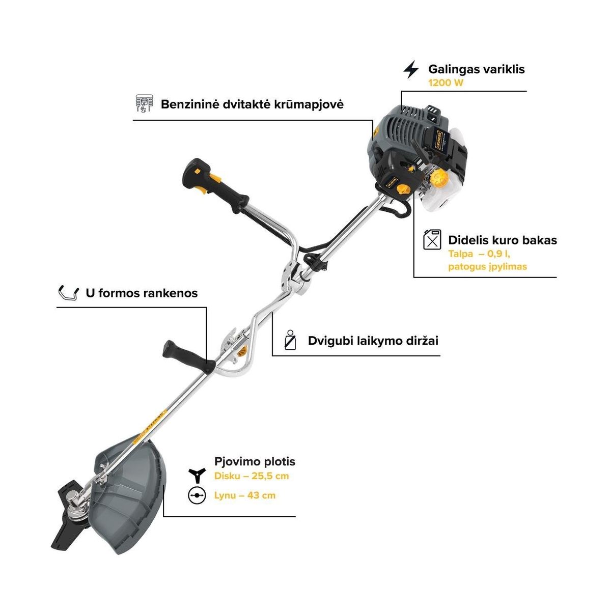 Benzininė krūmapjovė Grunder TT-BC415, 1200 W Benzininė krūmapjovė Grunder TT-BC415, 1200 W