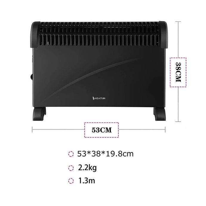 Konvekcinis šildytuvas (elektrinis radiatorius) Heatum THERMA H2000 Juodas