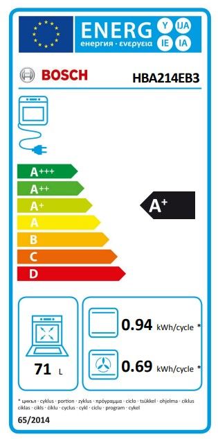Įmontuojama orkaitė Bosch 4 serijos, HBA214EB3, 71 l