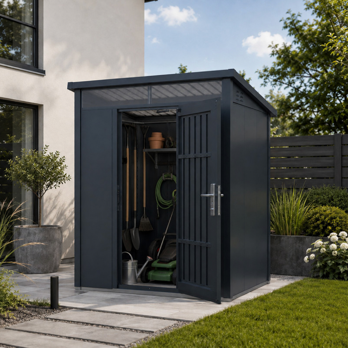 Metalinis sandėliukas su stoglangiu Premium, 2,6 m2