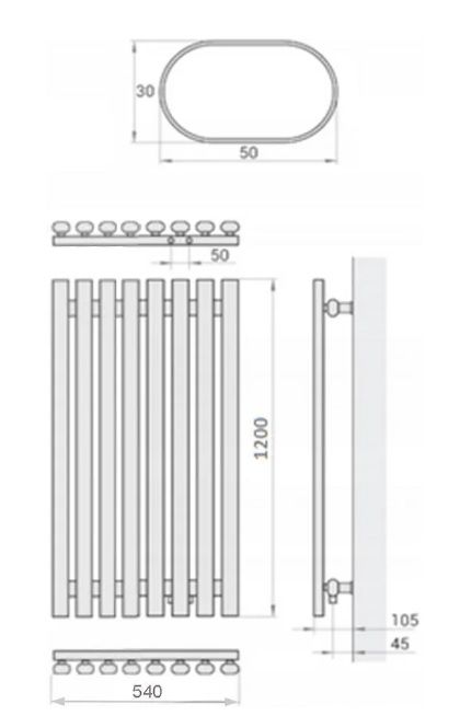 Rankšluosčių džiovintuvas Regnis Lazur 54x120 cm, matinė balta (struktūrinė)